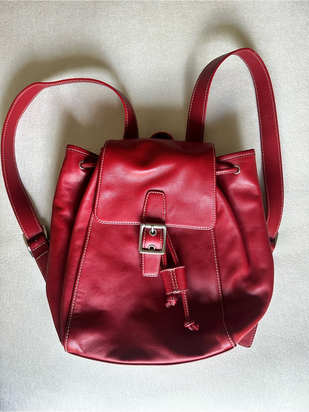 Red Leather COACH Backpack Purse